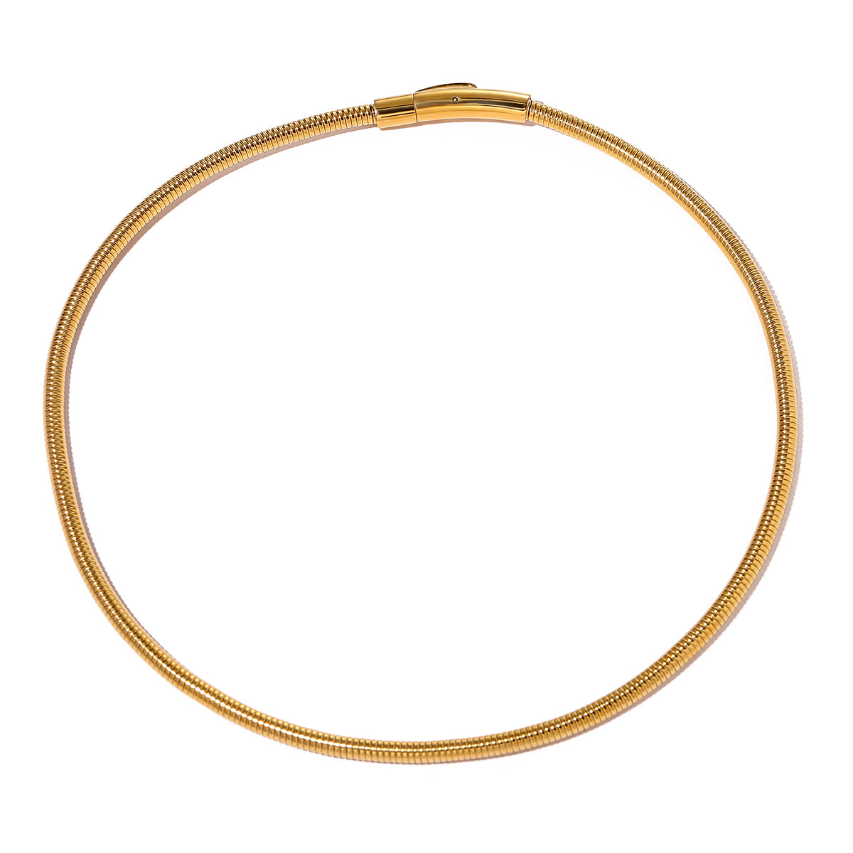 18K Gold Women Necklace Round Snake Bone Chain Necklace
