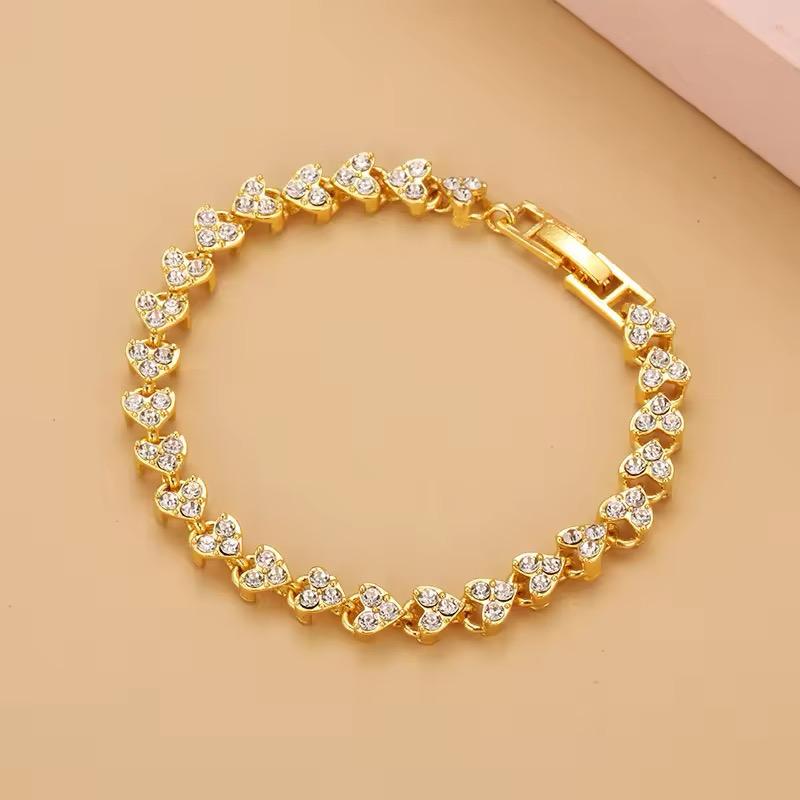 Diamond Gold Silver Plated Tennis Bracelet