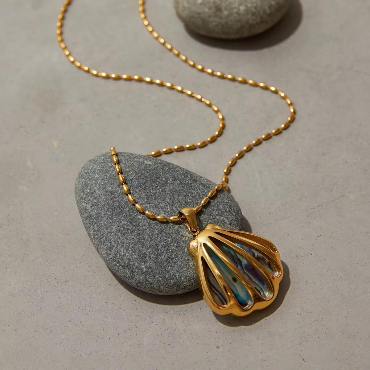 Coastal Abalone Shell Necklace Gold Plated