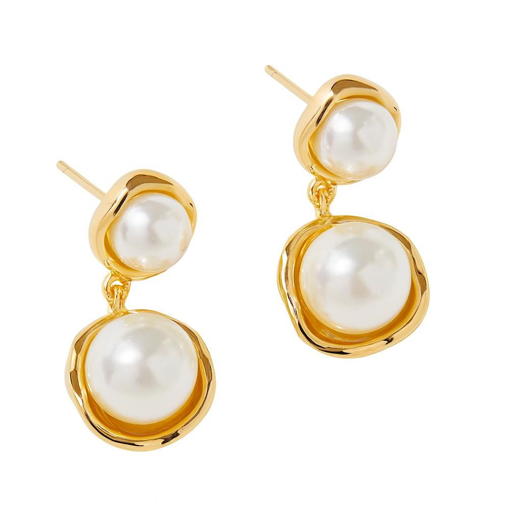 double-pearl drop earrings
