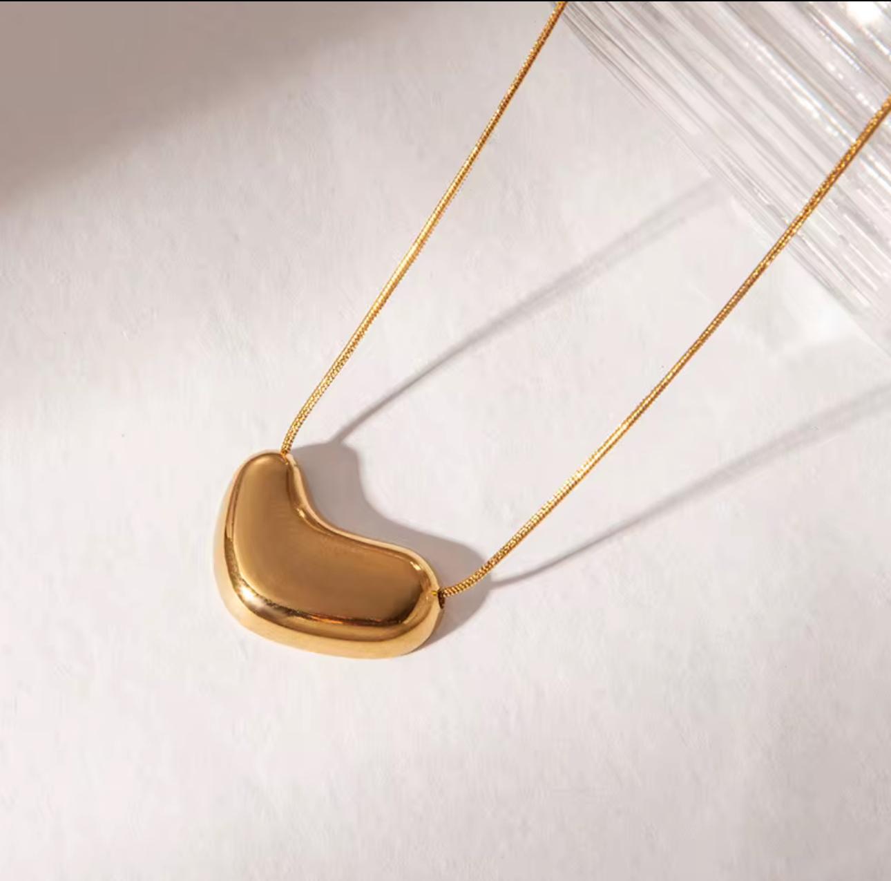 18K Gold  Plated  Snake Chain Heart Pendant Necklace