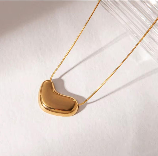 18K Gold  Plated  Snake Chain Heart Pendant Necklace