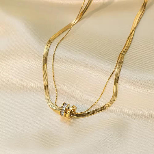 18K Gold plated double layer Necklace