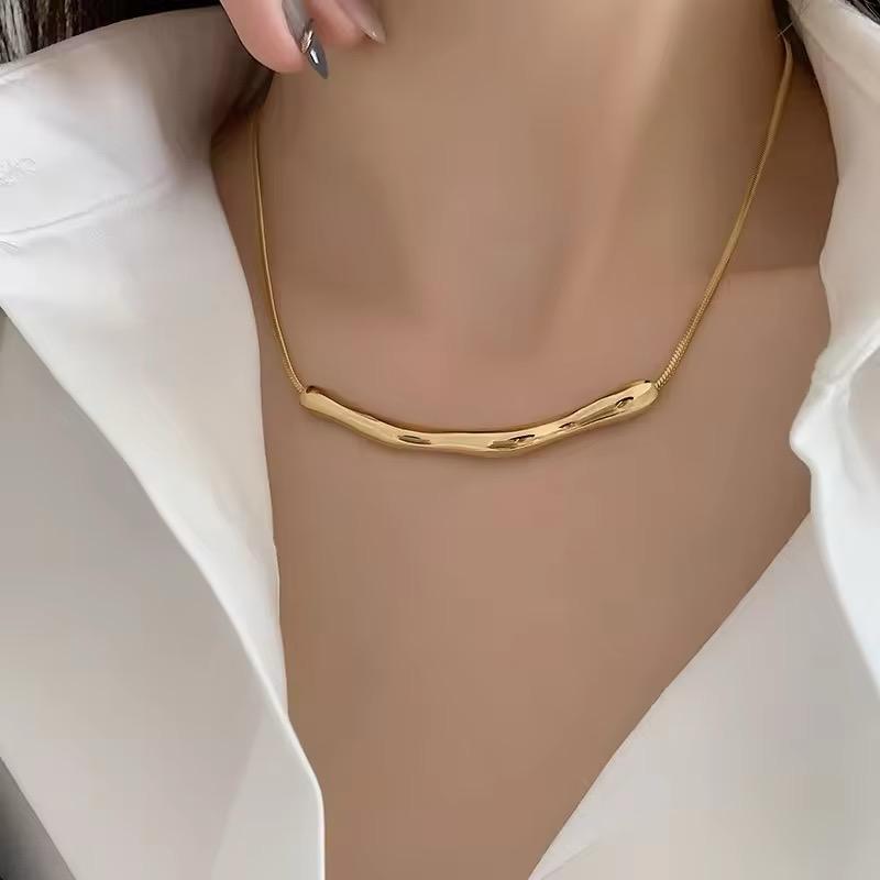 18K Gold Plated Snake Chain Bamboo Pendant Necklace