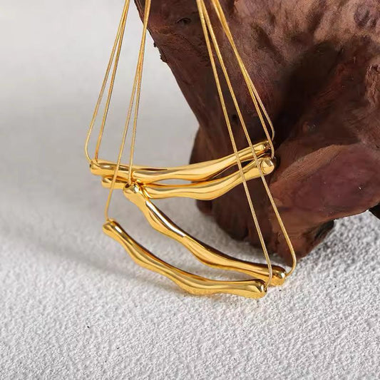 18K Gold Plated Snake Chain Bamboo Pendant Necklace