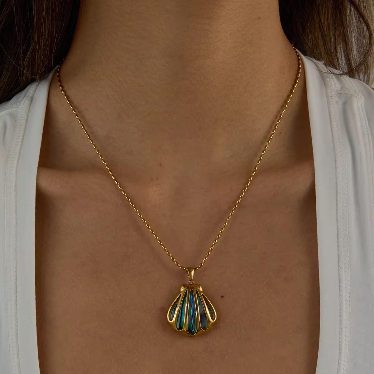 Coastal Abalone Shell Necklace Gold Plated