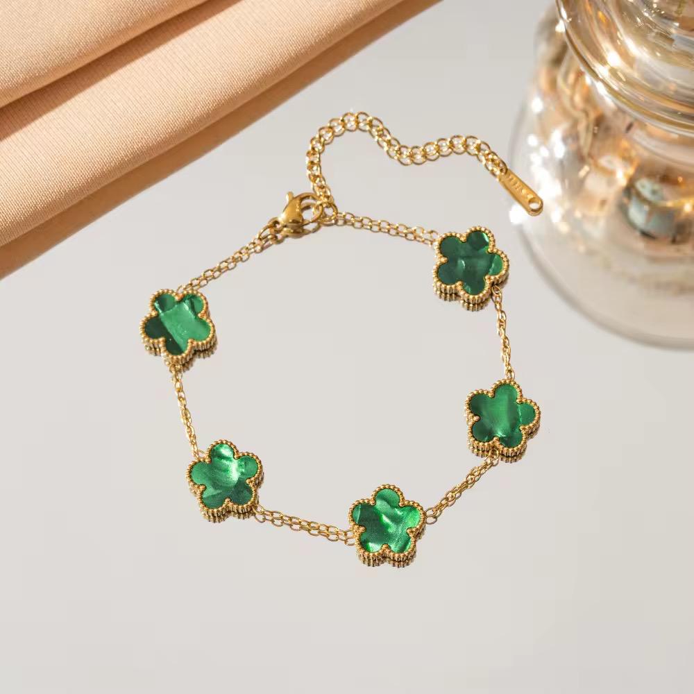 18K Gold Plated Clover Lucky Five-leaf Bracelet