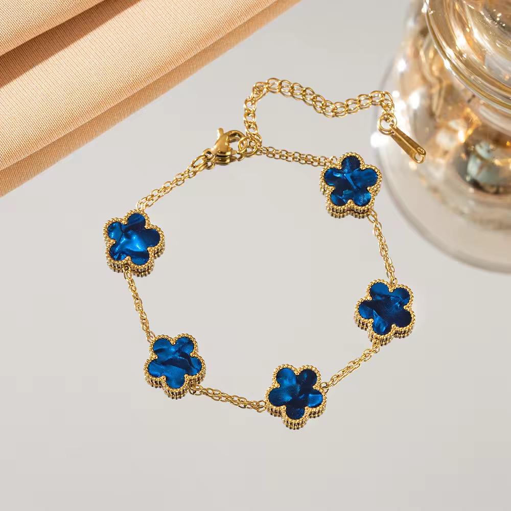 18K Gold Plated Clover Lucky Five-leaf Bracelet