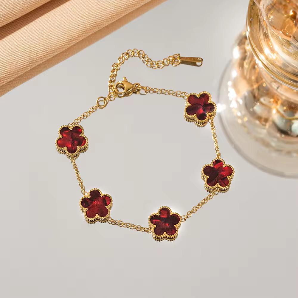 18K Gold Plated Clover Lucky Five-leaf Bracelet
