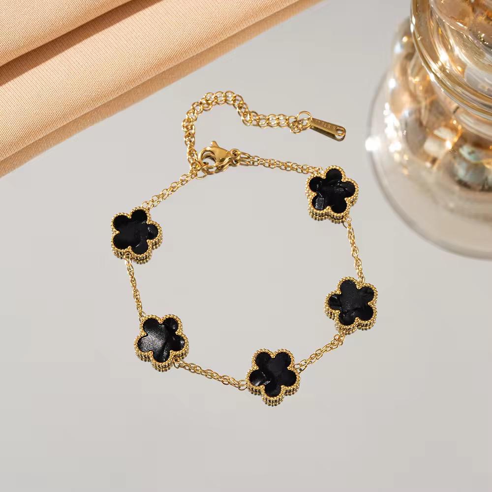 18K Gold Plated Clover Lucky Five-leaf Bracelet