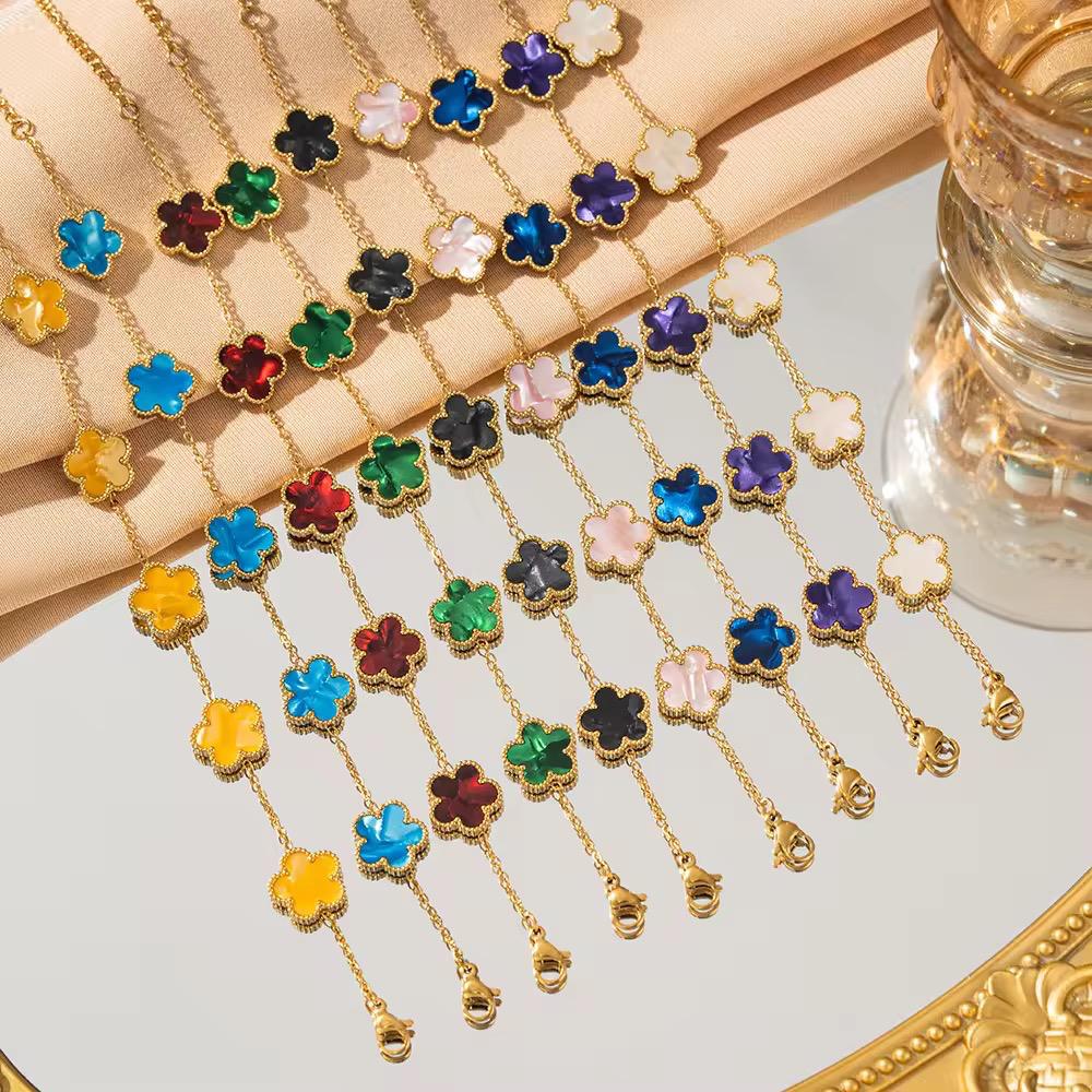 18K Gold Plated Clover Lucky Five-leaf Bracelet