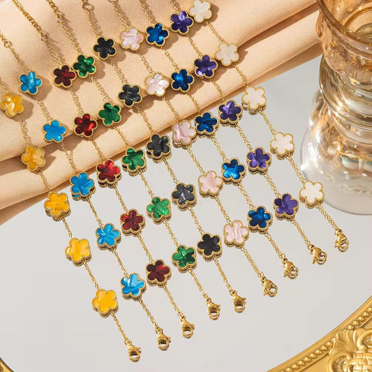 18K Gold Plated Clover Lucky Five-leaf Bracelet