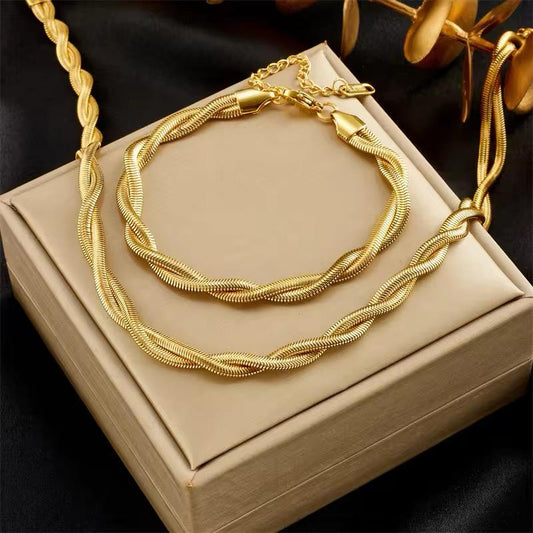18K Gold Plated  Snake Chain Jewellery Set