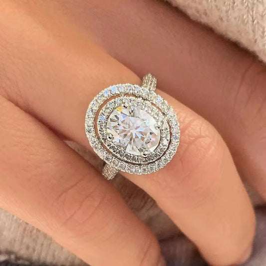 Silver Plating Eternity Oval Shape Rings