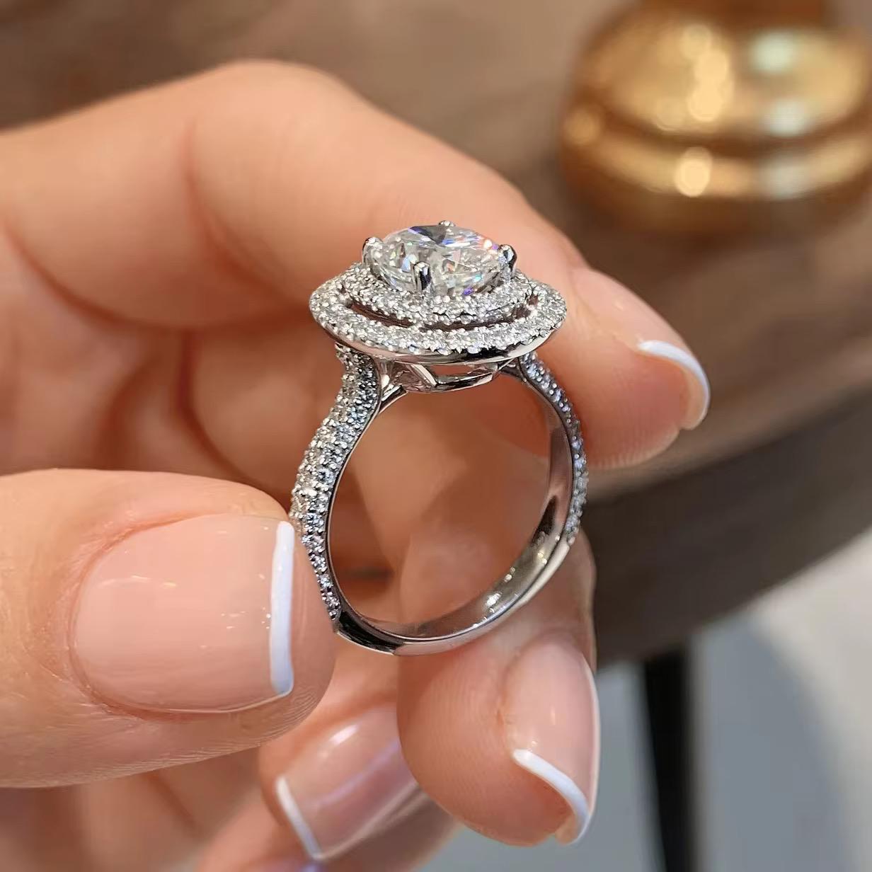 Silver Plating Eternity Oval Shape Rings