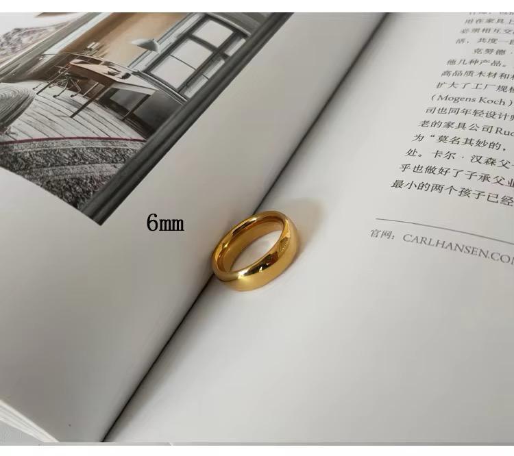 18K Gold Plated Wide 6 MM Rings