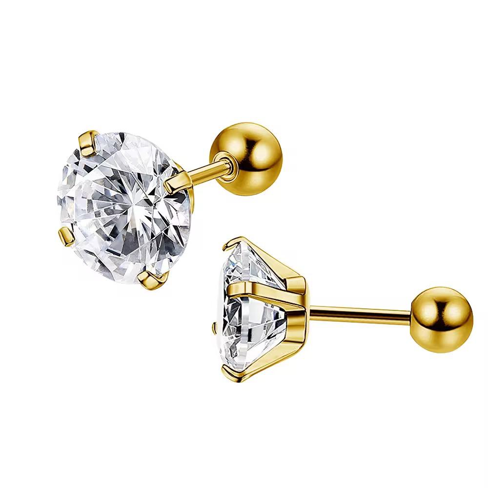 Zircon Screw Thread Stud Earrings