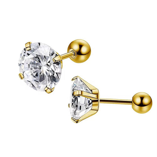 Zircon Screw Thread Stud Earrings
