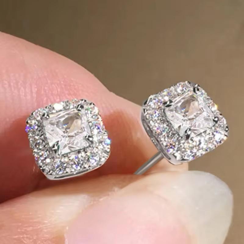 18K Gold Plated Green Diamond Earrings