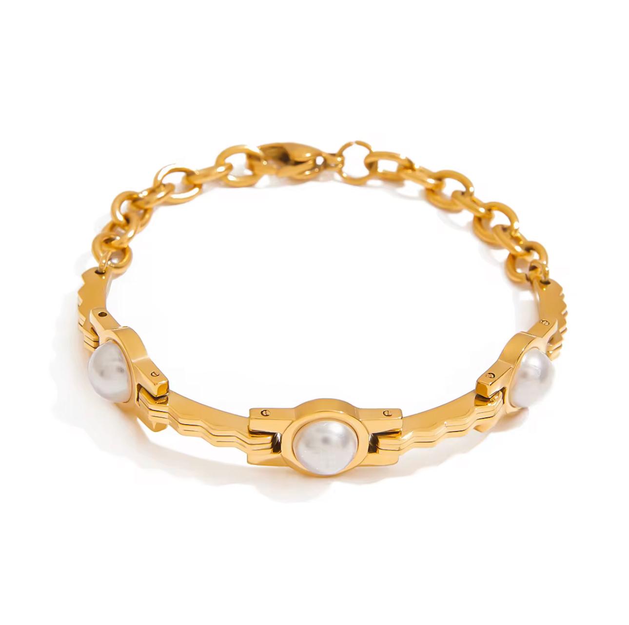 18K Plated Pearl Gold Bracelet