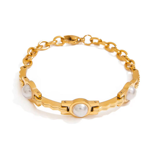 18K Plated Pearl Gold Bracelet