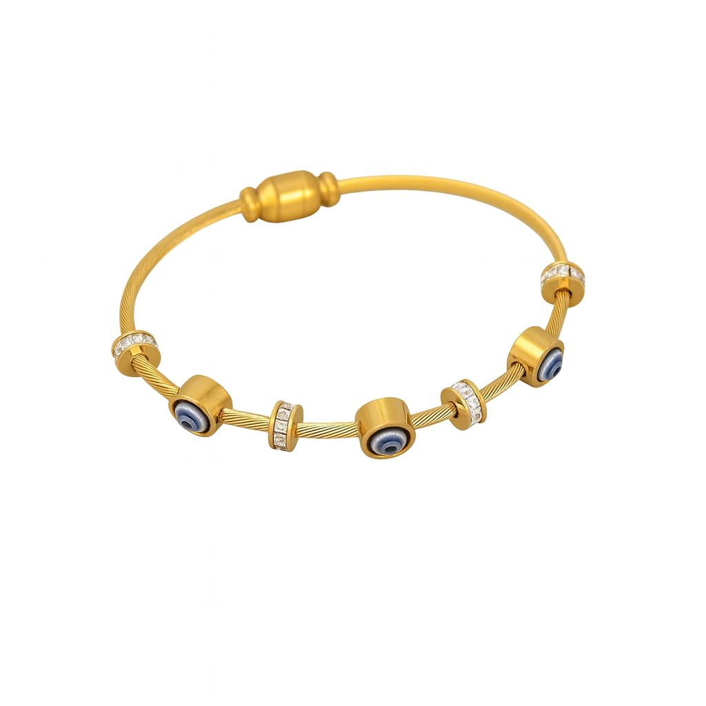 18K Gold Plated Butterfly Four Leaf Clover Bracelet Bangles